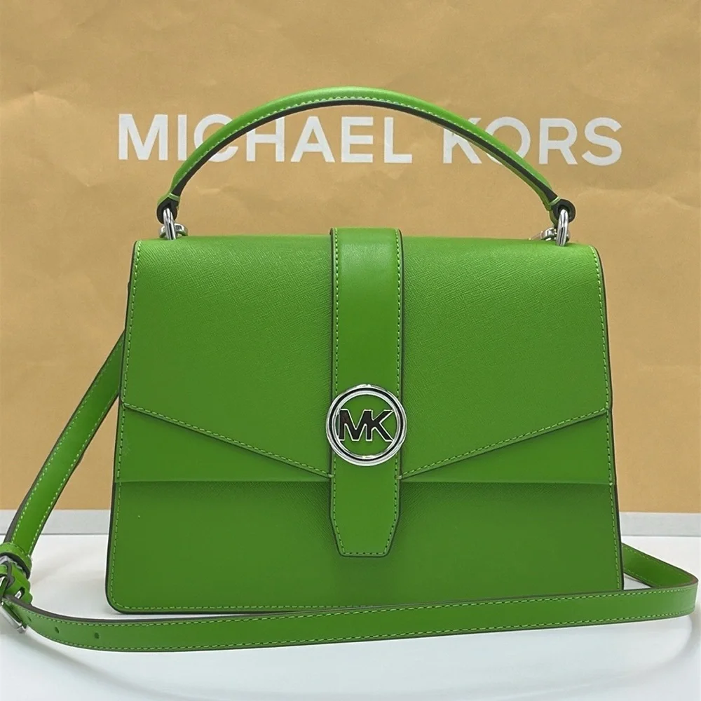 Michael Kors Greenwich Medium Saffiano Leather Satchel Crossbody Shoulder Bag